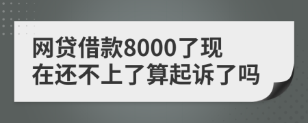 网贷借款8000了现在还不上了算起诉了吗