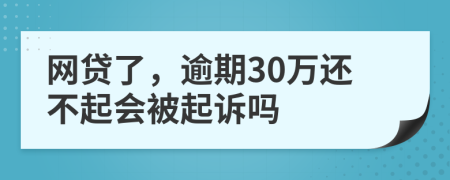 网贷了，逾期30万还不起会被起诉吗