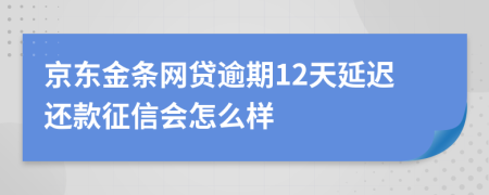 京东金条网贷逾期12天延迟还款征信会怎么样