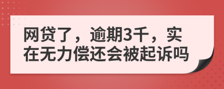 网贷了，逾期3千，实在无力偿还会被起诉吗