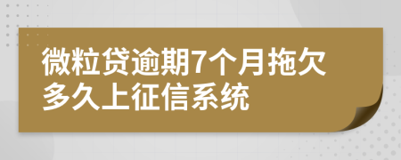 微粒贷逾期7个月拖欠多久上征信系统