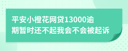 平安小橙花网贷13000逾期暂时还不起我会不会被起诉