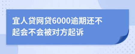 宜人贷网贷6000逾期还不起会不会被对方起诉