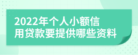 2022年个人小额信用贷款要提供哪些资料