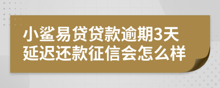 小鲨易贷贷款逾期3天延迟还款征信会怎么样