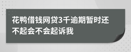 花鸭借钱网贷3千逾期暂时还不起会不会起诉我