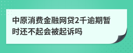 中原消费金融网贷2千逾期暂时还不起会被起诉吗