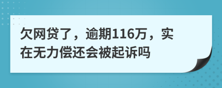 欠网贷了，逾期116万，实在无力偿还会被起诉吗