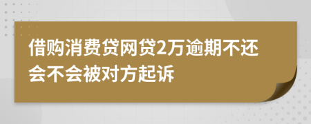 借购消费贷网贷2万逾期不还会不会被对方起诉