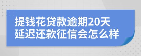 提钱花贷款逾期20天延迟还款征信会怎么样