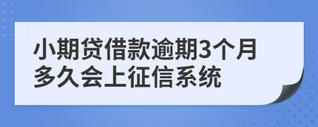 小期贷借款逾期3个月多久会上征信系统