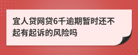 宜人贷网贷6千逾期暂时还不起有起诉的风险吗