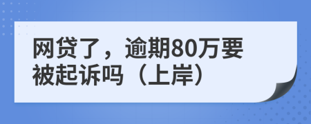 网贷了，逾期80万要被起诉吗（上岸）