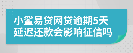 小鲨易贷网贷逾期5天延迟还款会影响征信吗