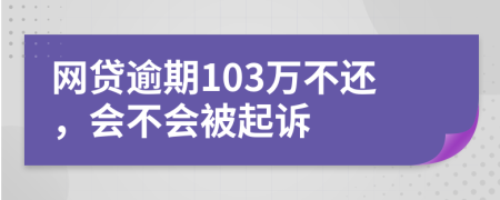 网贷逾期103万不还，会不会被起诉