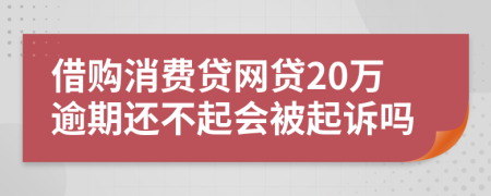 借购消费贷网贷20万逾期还不起会被起诉吗