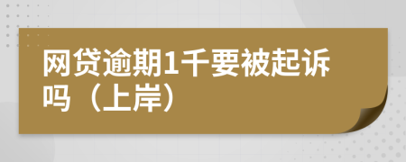 网贷逾期1千要被起诉吗（上岸）