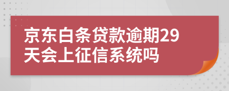 京东白条贷款逾期29天会上征信系统吗