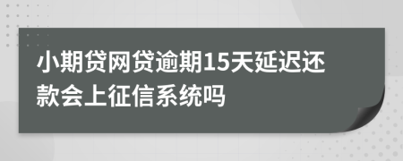 小期贷网贷逾期15天延迟还款会上征信系统吗