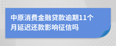 中原消费金融贷款逾期11个月延迟还款影响征信吗