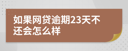 如果网贷逾期23天不还会怎么样