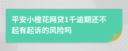 平安小橙花网贷1千逾期还不起有起诉的风险吗