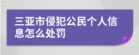 三亚市侵犯公民个人信息怎么处罚