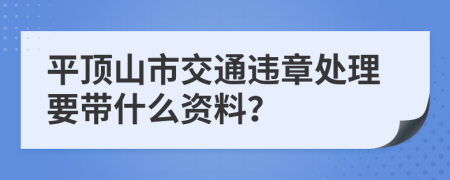 平顶山市交通违章处理要带什么资料？