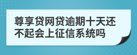 尊享贷网贷逾期十天还不起会上征信系统吗