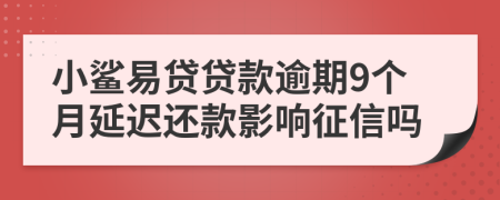 小鲨易贷贷款逾期9个月延迟还款影响征信吗