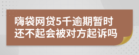 嗨袋网贷5千逾期暂时还不起会被对方起诉吗