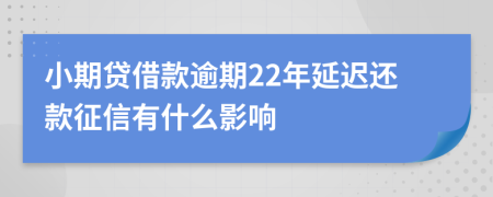 小期贷借款逾期22年延迟还款征信有什么影响