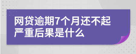 网贷逾期7个月还不起严重后果是什么