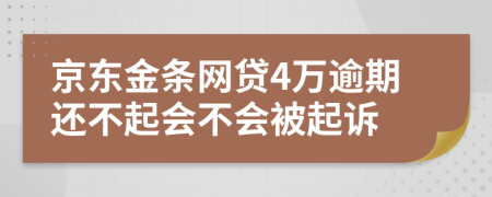 京东金条网贷4万逾期还不起会不会被起诉