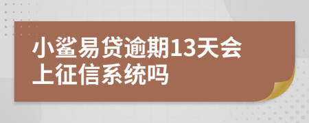 小鲨易贷逾期13天会上征信系统吗