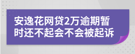 安逸花网贷2万逾期暂时还不起会不会被起诉