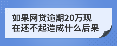 如果网贷逾期20万现在还不起造成什么后果