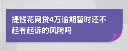 提钱花网贷4万逾期暂时还不起有起诉的风险吗