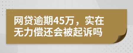 网贷逾期45万，实在无力偿还会被起诉吗