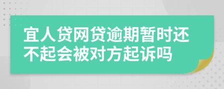 宜人贷网贷逾期暂时还不起会被对方起诉吗