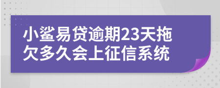 小鲨易贷逾期23天拖欠多久会上征信系统