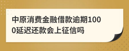 中原消费金融借款逾期1000延迟还款会上征信吗