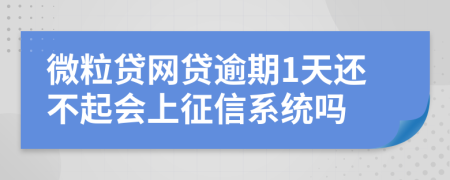 微粒贷网贷逾期1天还不起会上征信系统吗