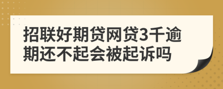 招联好期贷网贷3千逾期还不起会被起诉吗