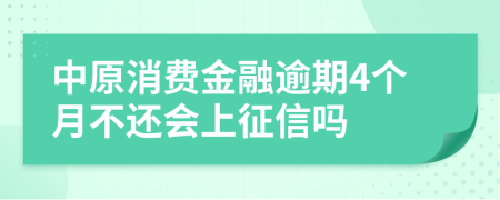 中原消费金融逾期4个月不还会上征信吗