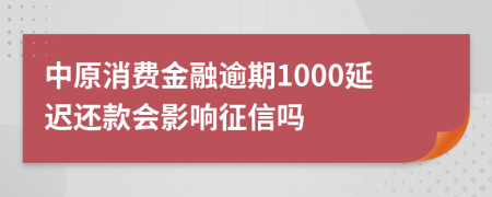 中原消费金融逾期1000延迟还款会影响征信吗