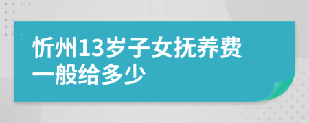 忻州13岁子女抚养费一般给多少