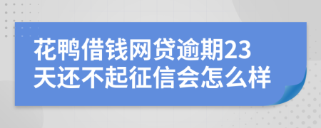 花鸭借钱网贷逾期23天还不起征信会怎么样