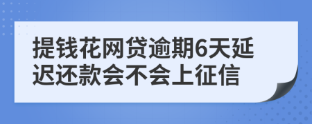 提钱花网贷逾期6天延迟还款会不会上征信