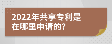 2022年共享专利是在哪里申请的？